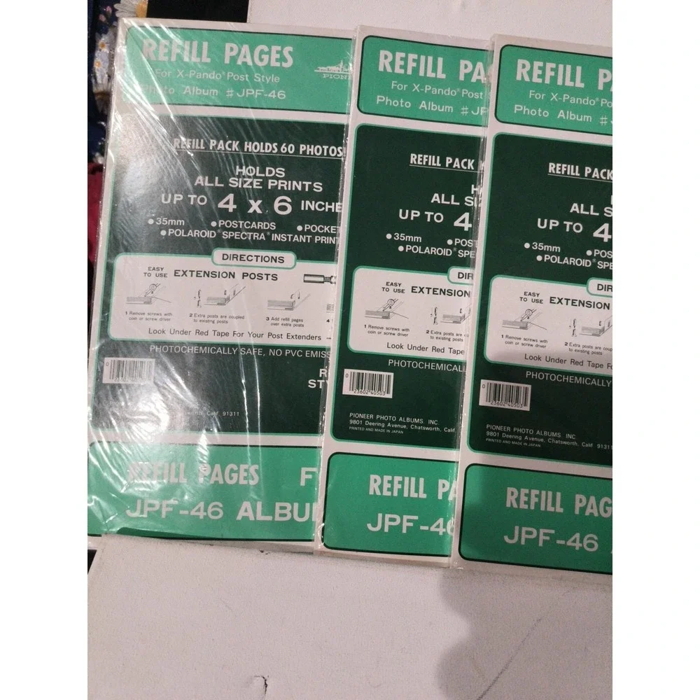 Lot of 3 Packs Pioneer Photo Album Refill for JPF-46 Albums Holds 60 Photos New